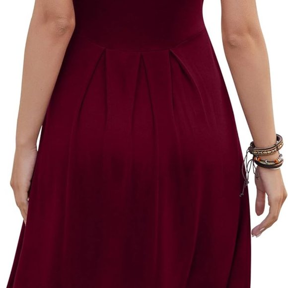 DouBCQ Wine Red 2XL Midi-Dress with Pockets - Picture 4 of 6